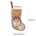Brown and silver Christmas stocking featuring a snowman with glitter and plush trim - Brown Snowman