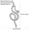 Polished stainless steel snake pendant with detailed dimensions and weight specifications - Silver Tone Snake (S11)