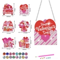 Set di 6 portachiavi fai-da-te pittura a diamante per San Valentino con cuori e gnomi - Cartelli Appesi per Auguri di San Valentino (Set da 6)