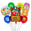 Back to school balloon kit with red backpack and pencil shaped foil balloons - Backpack And Pencil Style