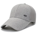 Breathable grey mesh baseball cap for men with a metallic tag and sunshade visor - Adjustable / Light Gray