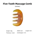Amber wide-tooth meridian scalp massage comb with natural cloud-like texture - Five-Tooth Massage Comb / Amber