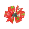 Barrette de Noël rouge avec motif de sapin vert et ornement scintillant - Style Sapin de Noël Rouge