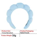 Detailed dimensions of light blue puffy sponge headband, 17cm x 18cm x 4cm size specification - 14-light Blue Terry Cloth Headband