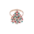 Rond de serviette sapin de Noël doré orné de zircons colorés et cristaux brillants - Style Sapin de Noël Or (Z1085)