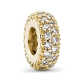Golden bead charm with sparkling zircon pavé for DIY bracelet and necklace jewelry - 026-Row Pave Spacer
