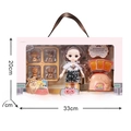 Fashion doll gift set with white t-shirt doll and four pet dogs in pink carry box - 33cm Portable Box Pet Doll