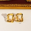 French vintage gold studs with square cubic zirconia and wrinkled enamel texture - White (374)