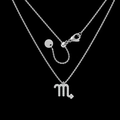 Titanium steel Scorpio constellation necklace with silver finish and sparkling cubic zirconia - Scorpio / Silver