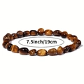 Natural tiger eye stone beaded bracelet with 7.5 inch length and golden mineral texture - Irregular Tiger Eye Stone