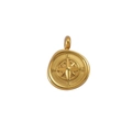 Compass coin pendant in 18K gold plated stainless steel with NESW engraving - Compass / Gold