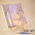 DIY paint by numbers kit featuring an abstract purple archway on a wooden easel - AVN97 Abstract Arches