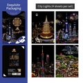 City night view scratch art set featuring iconic landmarks like the Oriental Pearl Tower - City Light Theme (4 Sheets)