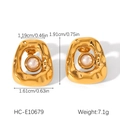 Detailed view of geometric pearl earrings with precise dimensions and weight specifications - Irregular Geometric Hollow (HC-E10679)