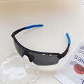 Kids sports sunglasses in black and grey semi-rimless frame with blue anti-slip earpieces - Black