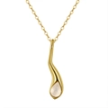Bohemian gold necklace with streamlined pendant and teardrop moonstone on white background - Moonstone, 14K Gold Plated, Approx. Weight 1.49g
