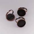 Adjustable antique bronze tray ring base for DIY jewelry making in round alloy design - Antique Red Copper