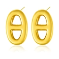Polished golden stainless steel stud earrings with chic oval anchor chain design - Hermès Style Anchor Chain Stud