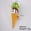 Aimant frigo cornet de glace double boule vert et blanc, hauteur 18,5 cm pour vitrine - Vert