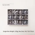 Set of 12 gray 6cm Christmas balls with matte, glossy, and carved textures in a display box - Zjnx613 (iron Gray) 12-pack