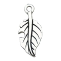 Silver vintage leaf charm with detailed veins for DIY jewelry making and pendants - Leaf Style (6004)