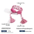 Bracelet d'amitié tissé rose avec broderie Love et détails en acier inoxydable - Bracelet Brodé LOVE Rose (JDB0205034)