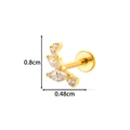 Golden titanium labret stud with flower-shaped clear crystal stones and flat back - Geometric Leaf (T2584-2#) / Gold