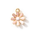 Pink and white daisy flower charm pendant with gold plating for DIY jewelry - Pink Gold Plated
