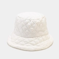 Detailed view of white quilted bucket hat featuring classic diamond lattice stitching texture - White / M (56-58cm)