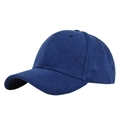 Gedetailleerd zijaanzicht van een donkerblauwe imitatie suède baseballpet met zes panelen - Verstelbaar 54-59 / Marineblauw
