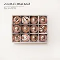 Set of 12 rose gold Christmas ornaments with glitter and matte textures for tree decoration - Zjnx613 (rose Gold) 12-pack