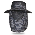 Blaue Camouflage Angelmütze mit Nackenschutz und atmungsaktiver Gesichtsabdeckung - Camouflage Marineblau