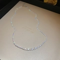 Elegant floral tassel pearl necklace with sparkling cubic zirconia in silver finish - Silver