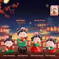 Traditional Tang Dynasty style lady figurines set of four in red and green colors - Full Collection Small 4pcs Set (1056-2)