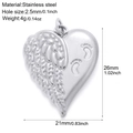 Silver stainless steel heart pendant with angel wing and baby footprints design - Silver Tone Heart Wings (S10)