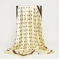 Detail of satin polka dot scarf showing smooth silk-like texture and elegant drape - Beige (FT150-5) / 90x90cm