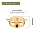 Friteuse tempura en acier inoxydable 304 doré avec thermomètre, diamètre 20cm et capacité 2,2L - Or-20cm