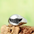 Anello aperto sorriso di squalo hip hop in acciaio al titanio argento per uomo e donna - US 11 / Color Acciaio