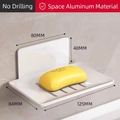 White wall-mounted space aluminum soap holder with drainage slots and no-drill design - Moonlight White - 1 Pack