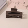 Matte brown 10.5cm rectangular hair claw clip for women in minimalist resin style - #8 Frosted Dark Brown - 10.5cm / Bulk (No Packaging)