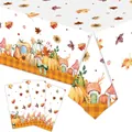 Set de mantel de otoño Acción de Gracias con calabazas hojas de arce y bordes de cuadros naranja - Acción de Gracias Estilo A