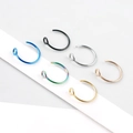 Set of six colorful stainless steel nose rings and ear hoops in various metallic finishes - 6 Colors Set