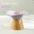 Ciotola alta in ceramica lavanda per gatti con supporto conico in legno 250ml - Base in Legno Alta (12.2cm) / Violetto