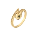 Elegant gold snake ring with green gem eyes and white zircon pavé on adjustable band - Adjustable Open / Snake Micro-set Style (CB00714YH)