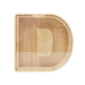 Letter D shaped wooden piggy bank with transparent acrylic front panel and natural grain - Letter D