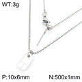 Silver square block pendant necklace with engraved letter T and box chain details - Silver Letter T Style (KN293686-Z)
