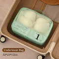 Mint green travel underwear organizer bag with breathable mesh in a beige suitcase - Green-Small (No. 1)