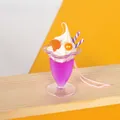 Kawaii μινιατούρα μοβ μενταγιόν παγωτό με κρέμα και ροζ λουράκι - Μωβ