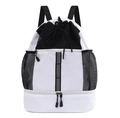 Mochila deportiva impermeable con cordón en blanco y negro con compartimento inferior - Blanco