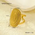 Detailed size parameters of a 18K gold-plated oval filigree ring with vintage texture - Retro Oval Granular